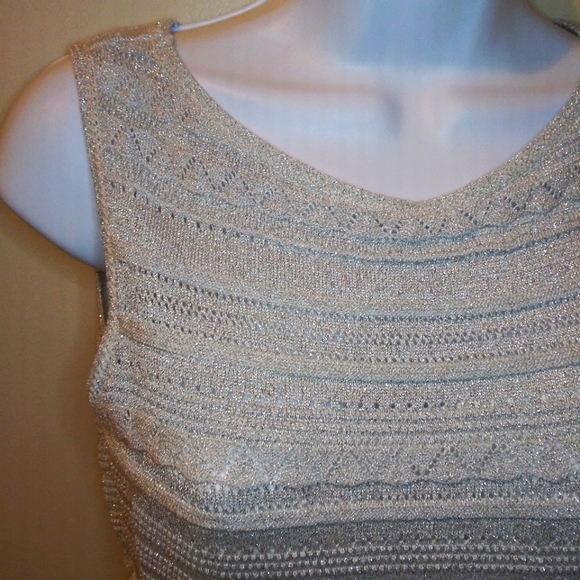 Lauren Ralph Lauren Sparkly Silver Intricate Knit Special Occasion Dress - Picture 4 of 12